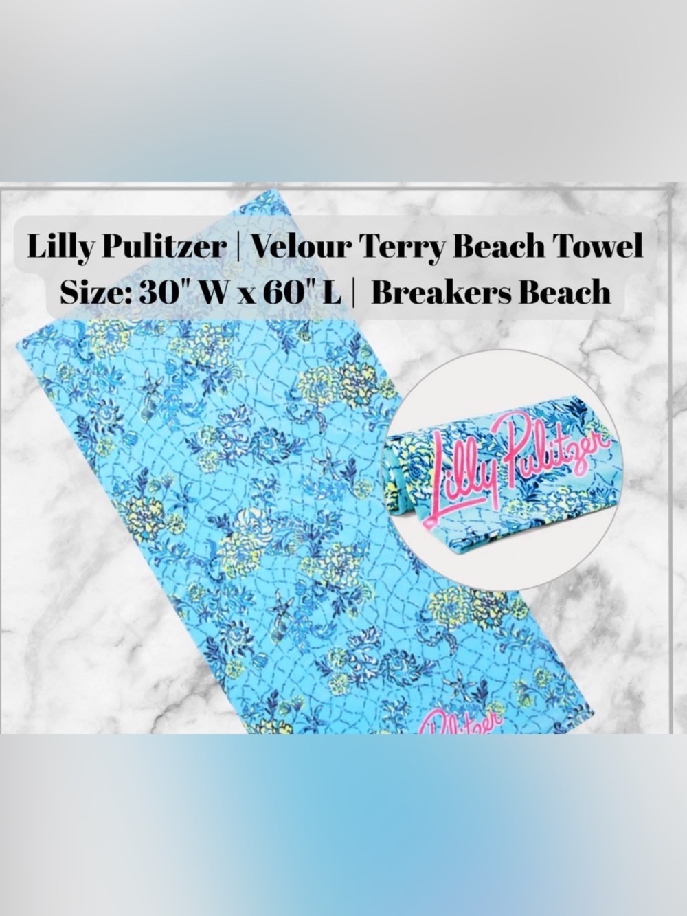 Lilly Pulitzer Beach Towel in BELLEVUE BLUE BREAKERS BEACH GWP - Picture 6 of 6